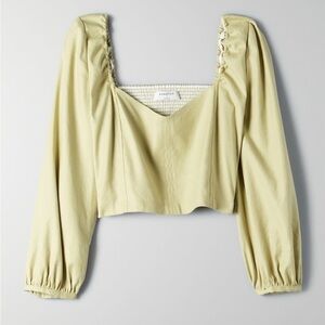 Babaton - Hadwyn Blouse. Cropped puff-sleeve blouse in Pistachio green. Large